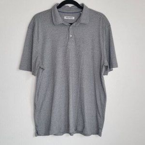 TOMMY BAHAMA Men's Large Marlin Logo Short Sleeve Grey Striped Polo